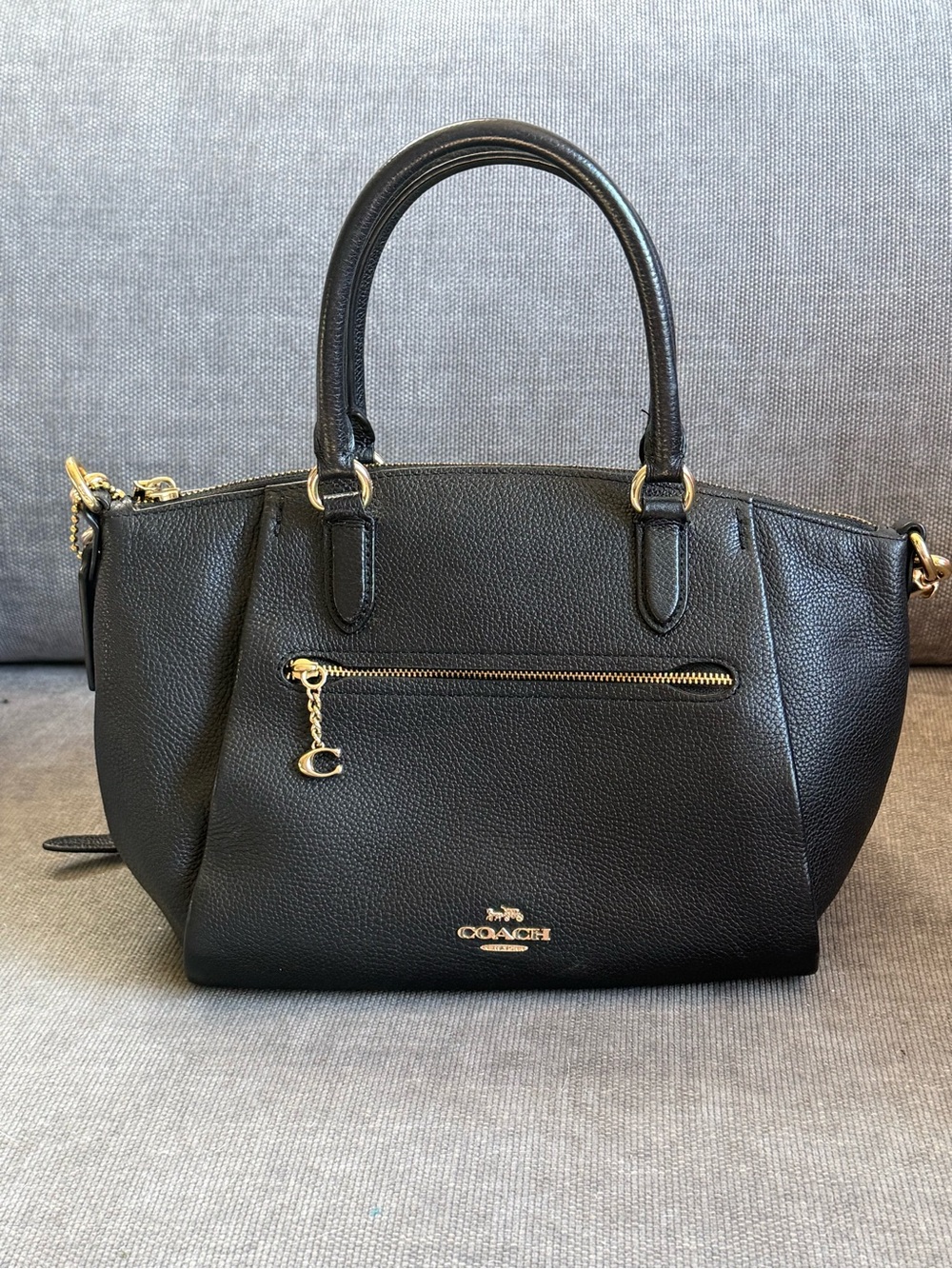 COACH ELISE Black LEATHER BAG PURSE CROSSBODY 79316 SATCHEL CONVERTIBLE